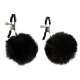 Cleme sfarcuri Furry Pompoms Negru