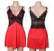 Babydoll Eross V-Neck Lace XS/S Rosu