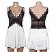 Babydoll Eross V-Neck Black Lace XS/S Alb