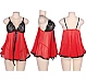 Babydoll Eross Lace Bust Sequins S/M Rosu
