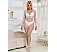 Catsuit Eross Rhinestone Mesh XS/M Alb