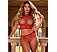 Set Eross Fishnet Rhinestone L/XXL Rosu