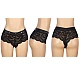 Slip Eross Lace and Rivets Waistband L Negru