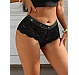 Slip Eross Lace and Rivets Waistband M Negru