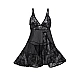 Babydoll Eross V Neck Floral Lace XS/S Negru
