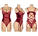 Body Eross Lace Velour with Garter XS/S Rosu