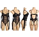 Body Eross Lace Crotchless Garter L Negru