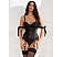 Body Eross Lace Crotchless Garter M Negru