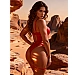 Body Eross Hollow Waist L Rosu