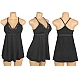 Babydoll Eross V Neck Suspender S Negru