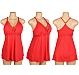 Babydoll Eross V Neck Suspender M Rosu