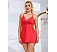 Babydoll Eross V Neck Suspender M Rosu