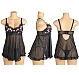 Babydoll Eross Playful Ruffles S Negru
