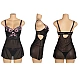 Babydoll Eross Floral Mesh Bra L Negru