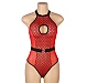 Body Eross Sexy Flocked Mesh S Rosu