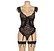 Body Eross Jacquard Lace Mesh M Negru